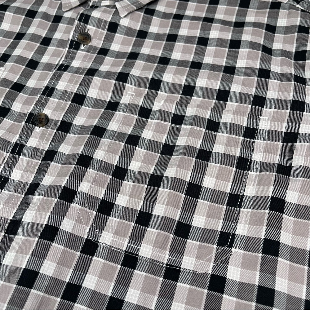 Dickies Shirt Button Plaid Black White Grey Long Sleeve Cotton Outdoor Work - Picture 7 of 16